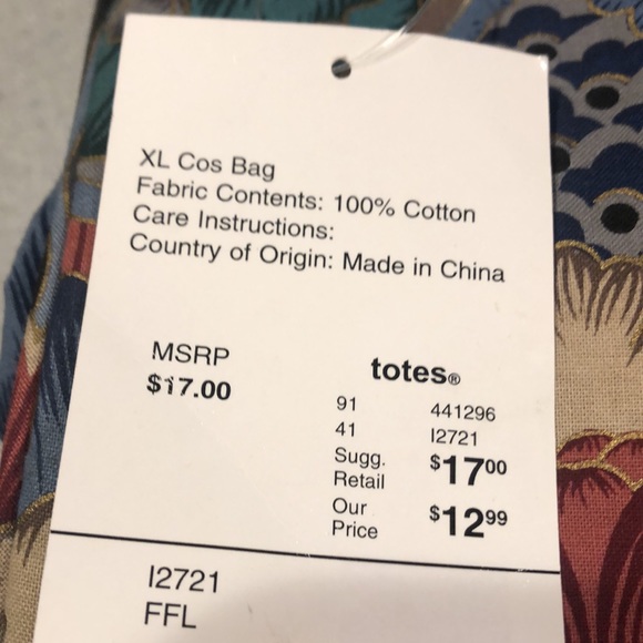 Totes - XL - Floral - Cosmetic Bag 12.5 x 9.25 x 3.5 inch - Picture 2 of 8